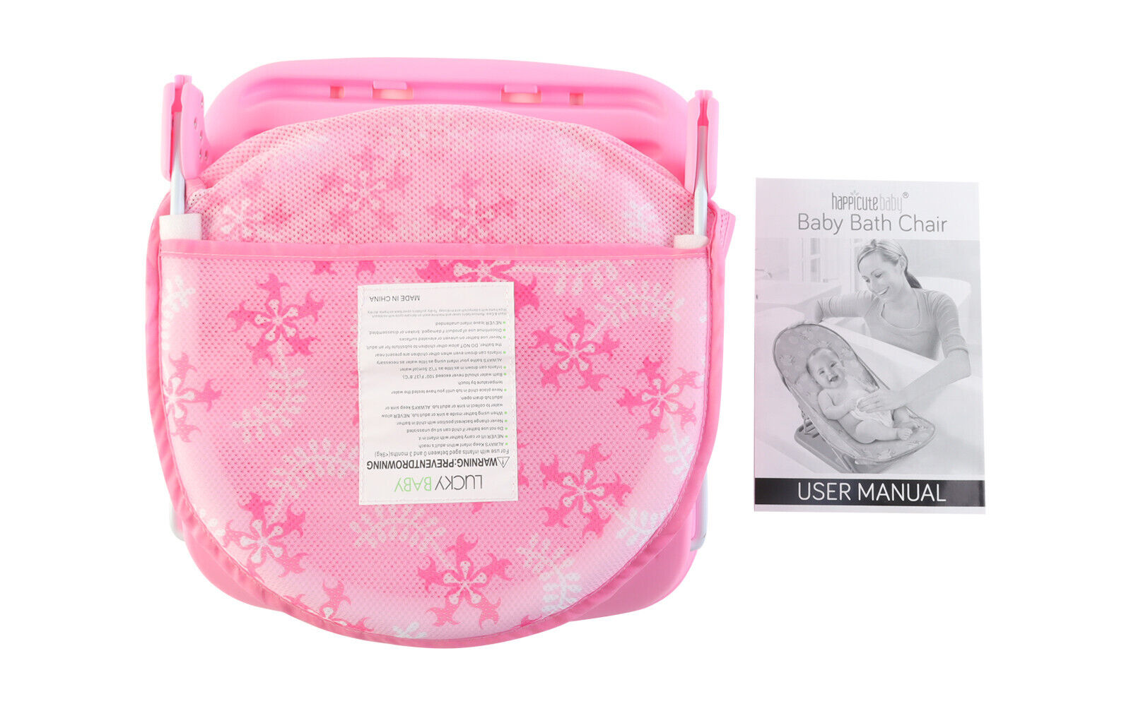 Baby Infant Bath Support Seat Foldable Adjustable Travel Baby Bather 0-12 Months (Pink)