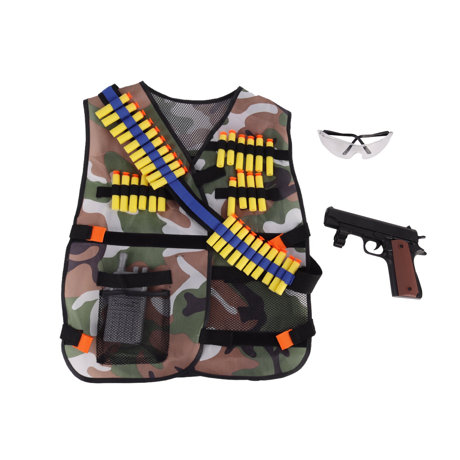 Kids Soldier Costume Vest Gun Radio Glasses Fancy Dress Pretend Cosplay