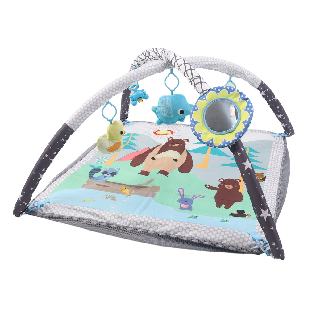 Kids 2 in 1 Foldable Baby Soft Play Floor Mat Activity Gym Fun Ball Pit Grey