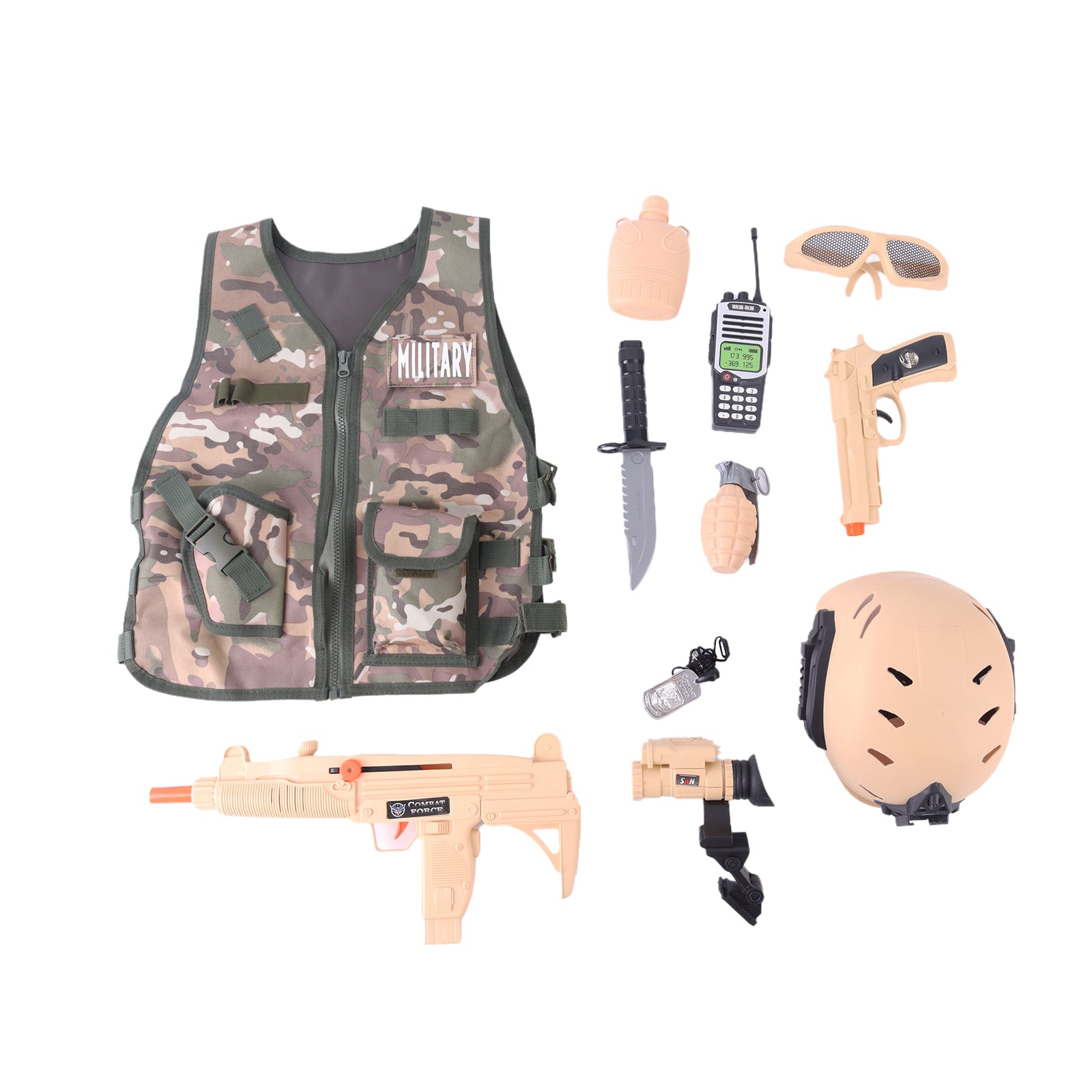 Kids Military Soldier Combat Costume Tactical Pretend Role Play Outfit Toy Set