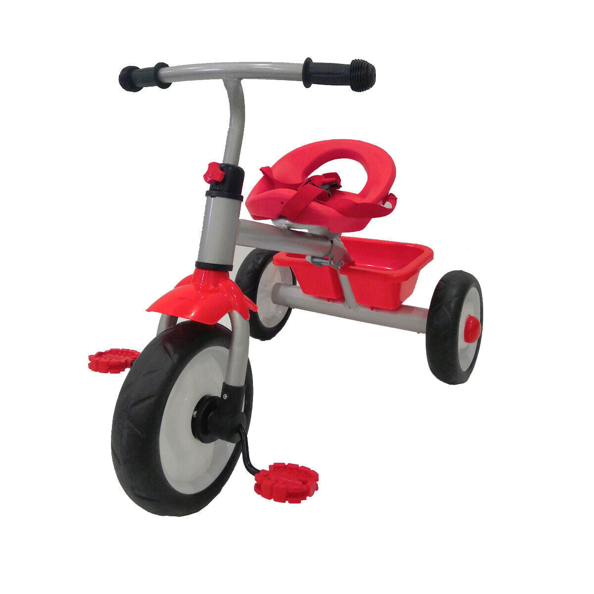 Kids My First Ride On Push Along Trike Removable Parent Handle Kids 3 Wheeler (Red)