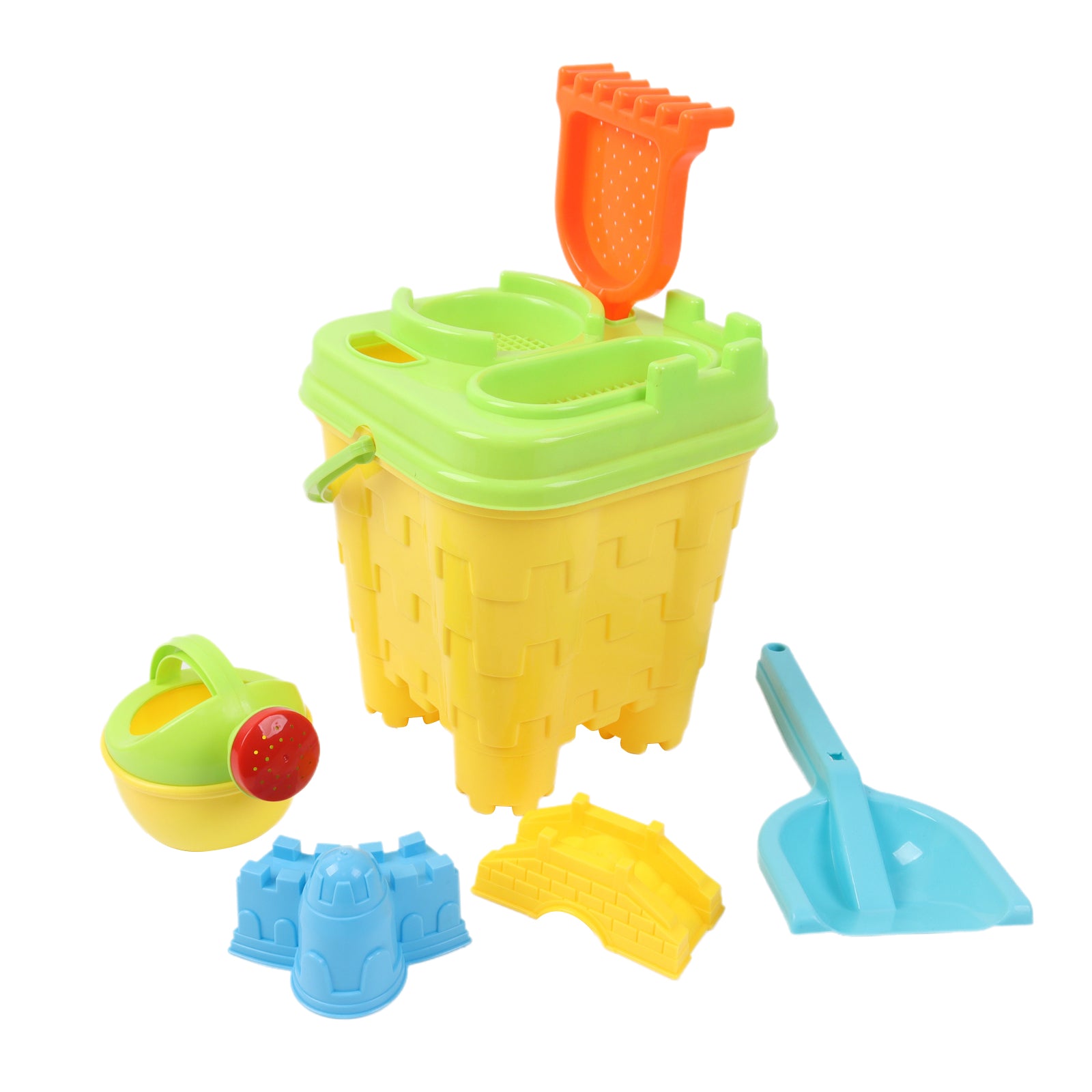 Kids Sand Bucket Beach Play Set Sandpit Outdoor Toys Rake Spade Moulds 7 Pieces
