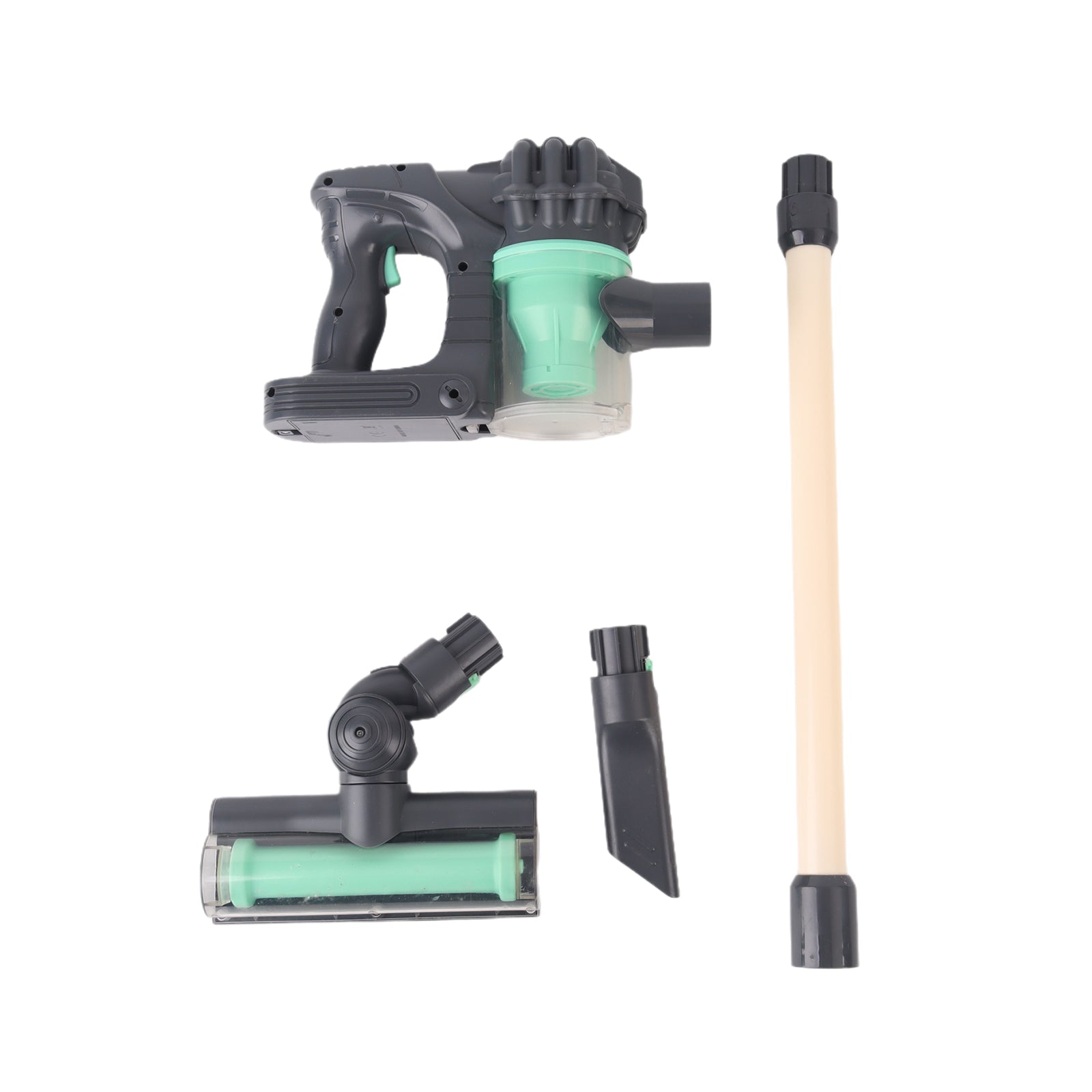 Cleaning Housework Pretend Trolley & Vacuum Toy Mop Brushes Two Play Sets Green