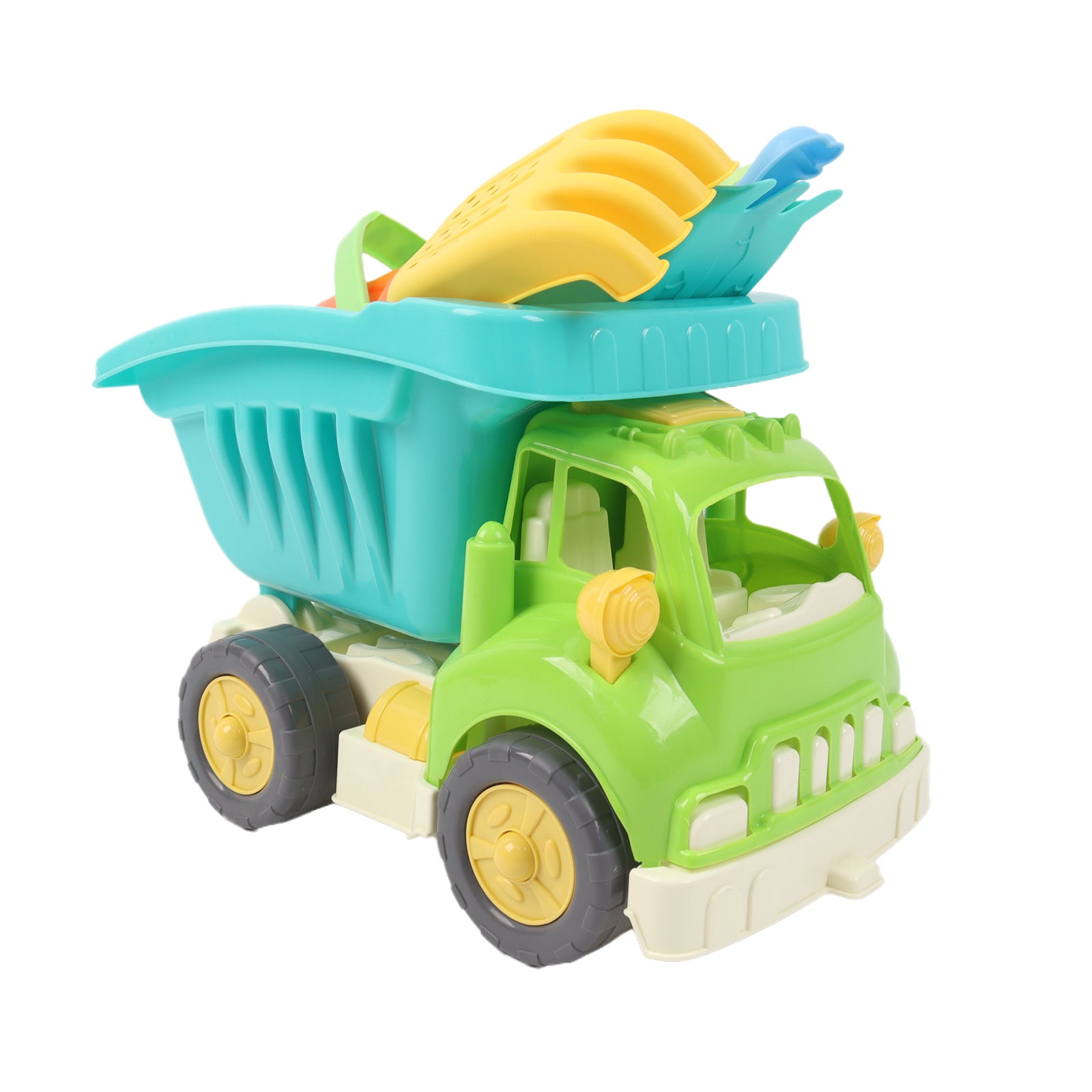 Sand Truck & Accessories 9 Pcs Summer Toy Spade Fork Beach Garden Outdoor Kids