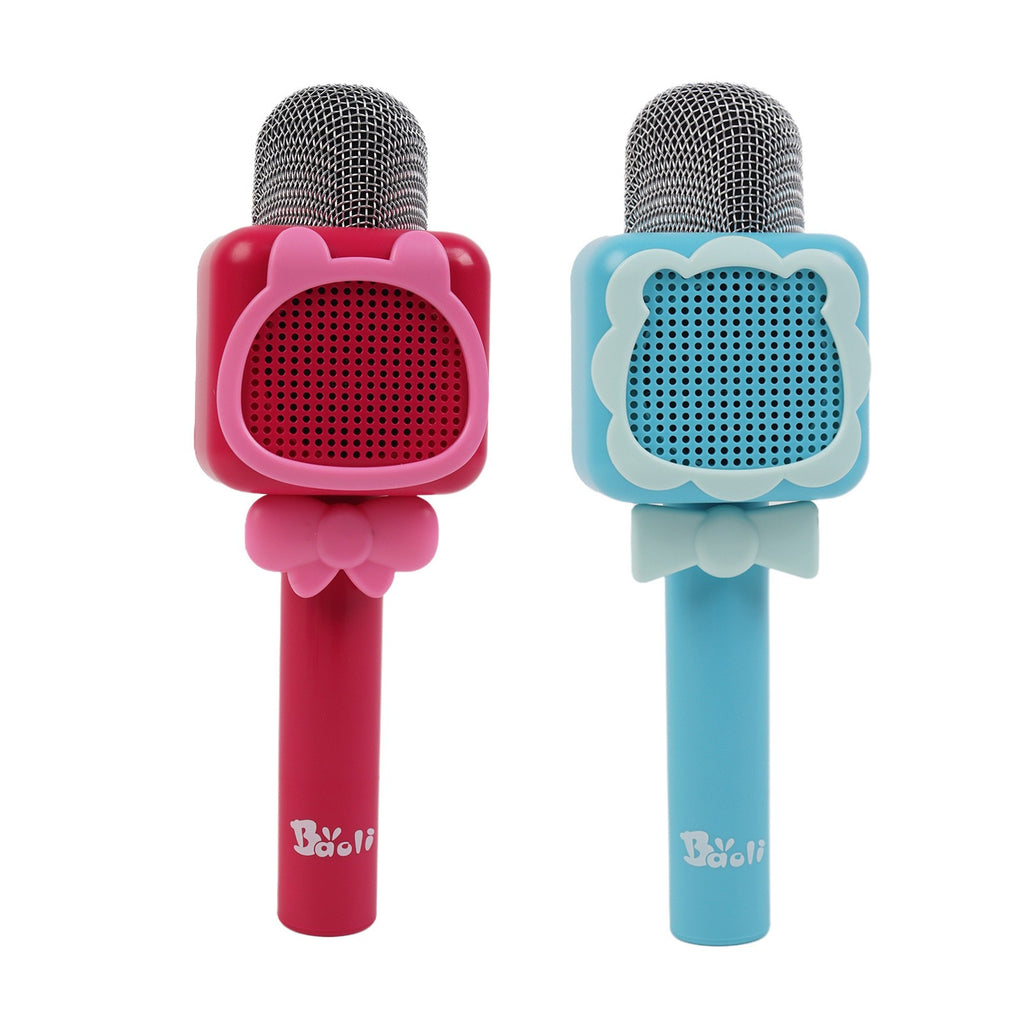 2x Kids Wireless Karaoke Microphones Bluetooth Speaker Singing Set Pink & Blue