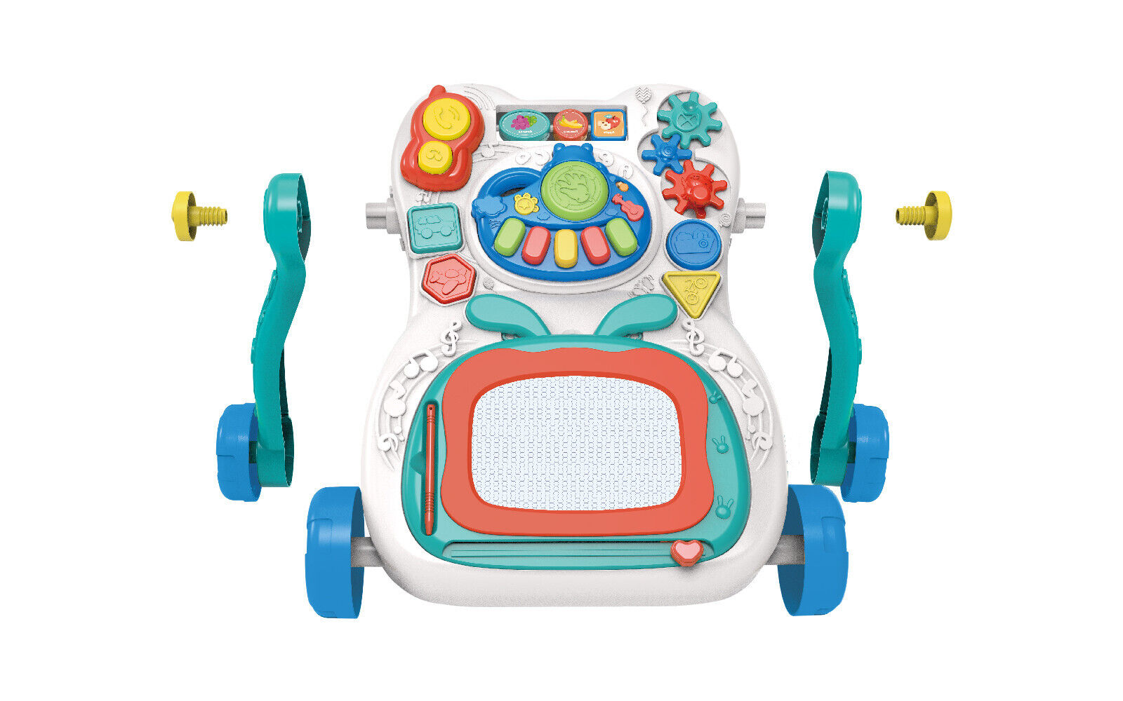 2in1 Baby Walker First Steps Activity Bouncer Musical Toys Car Along Toddlers (Doodle Board)