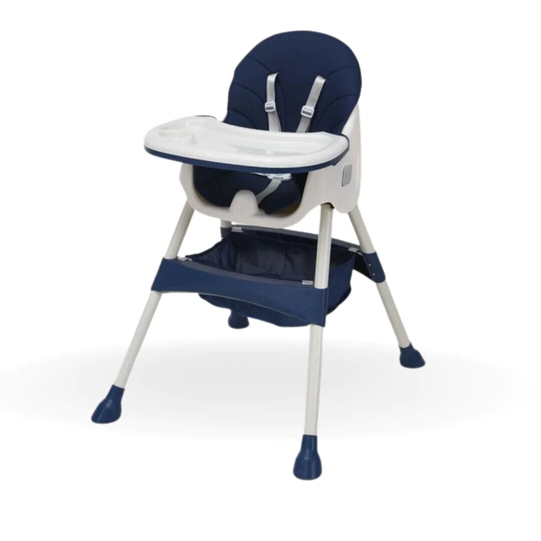 Baby Highchair foldable Adjustable 4-1 Infant Feeding Toddler Table Chair (Blue)