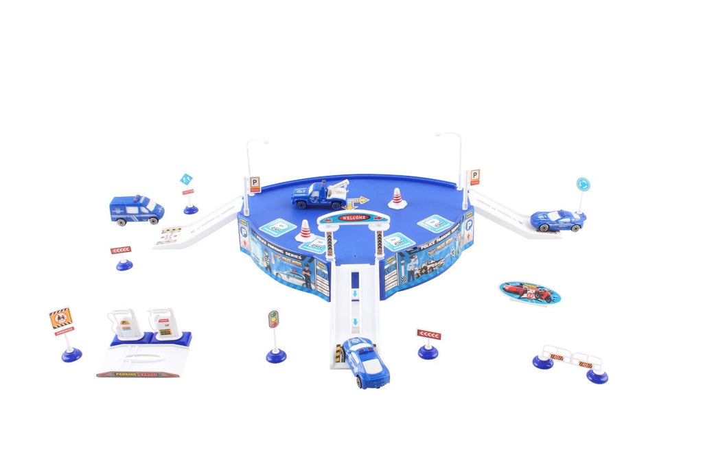 Police Station Playset Kids Police Set 4 Cars Ramp Police Patrol Police Cars 38 PCS