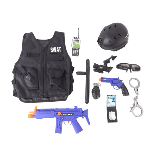Kids SWAT Police Officer Costume Special Forces Pretend Role Play Outfit Toy Set