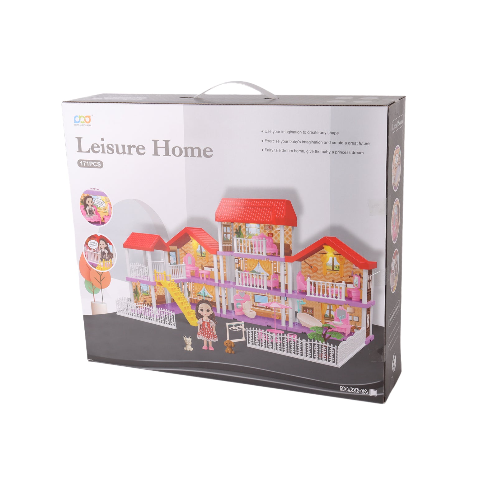 DIY Doll House With Furniture Accessories Mansion Playhouse Toy 3 Dolls 171 Pcs