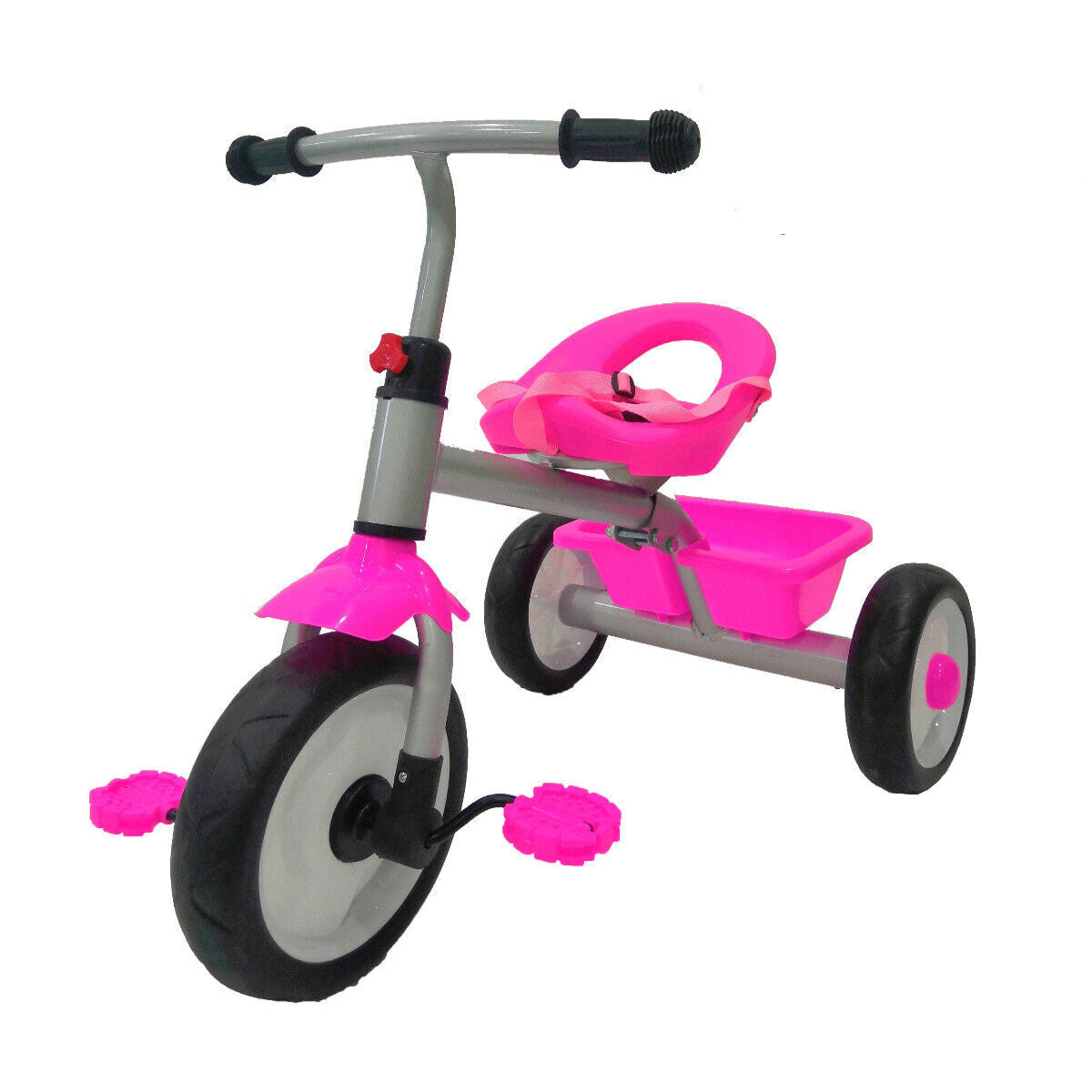 Kids My First Ride On Push Along Trike Removable Parent Handle Kids 3 Wheeler (Pink)