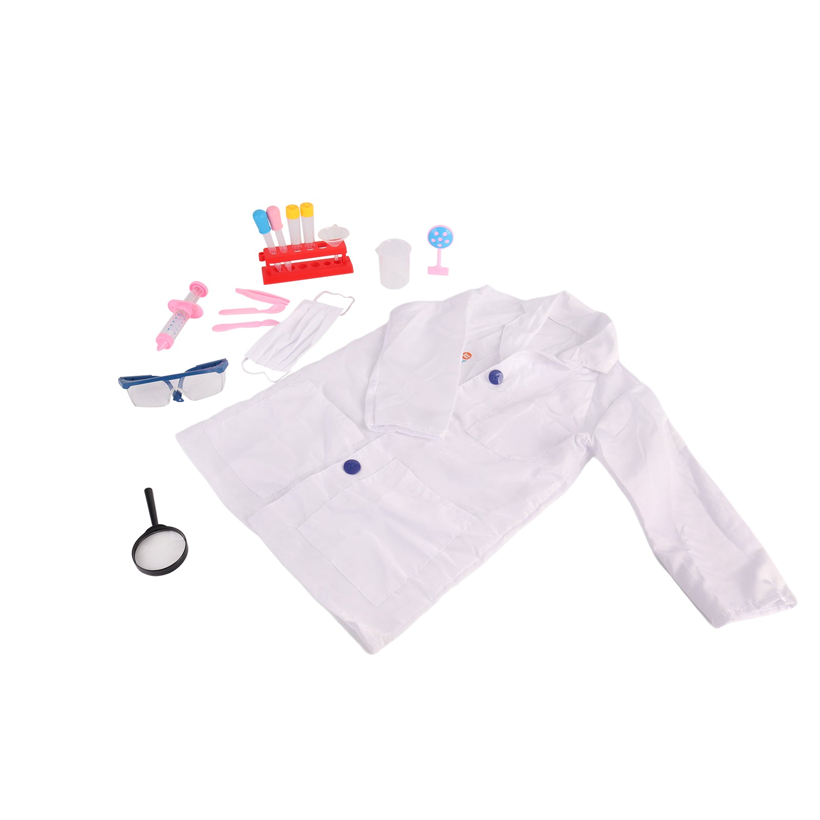 Kids Scientist Costume Lab Coat & Accessories Pretend Play Fancy Dress Outfit