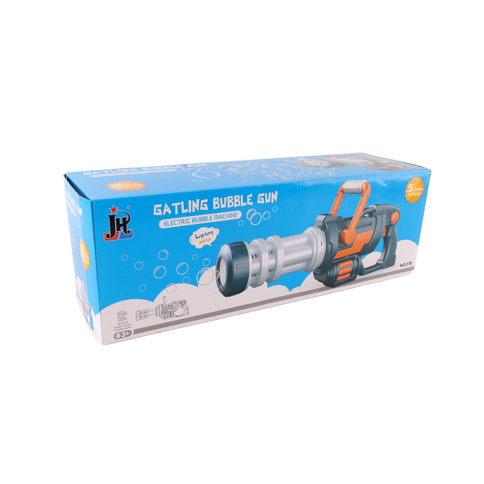 Bubble Gun Mini Gatling Toy Bubble Blower Machine with Light Music Kids Outdoor