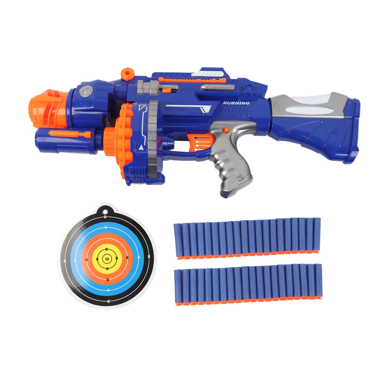 Kids Toy Foam Blasters Gun Continuous Rotating, 55 Soft Foam Bullets Gift Set