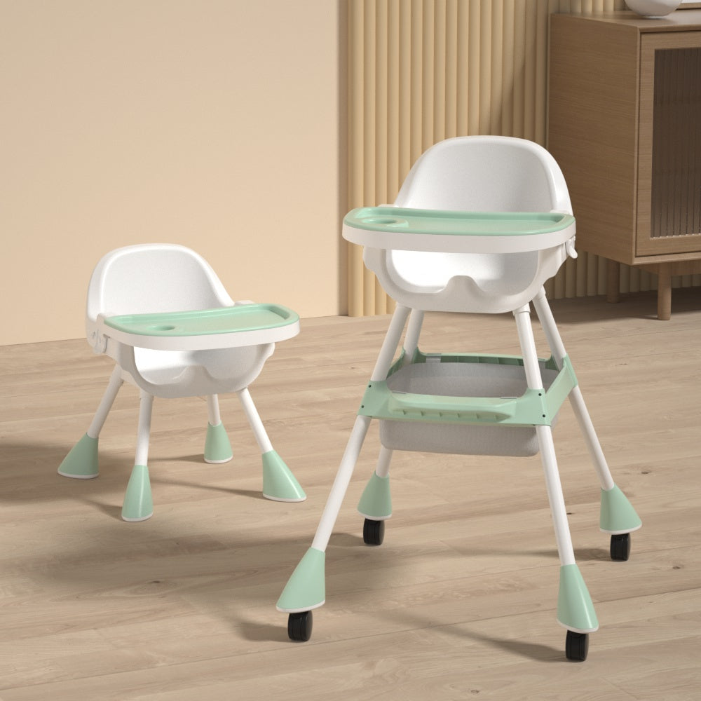 Baby Toddler High Chair Feeding Dining Tray Adjustable Height Multipurpose Green