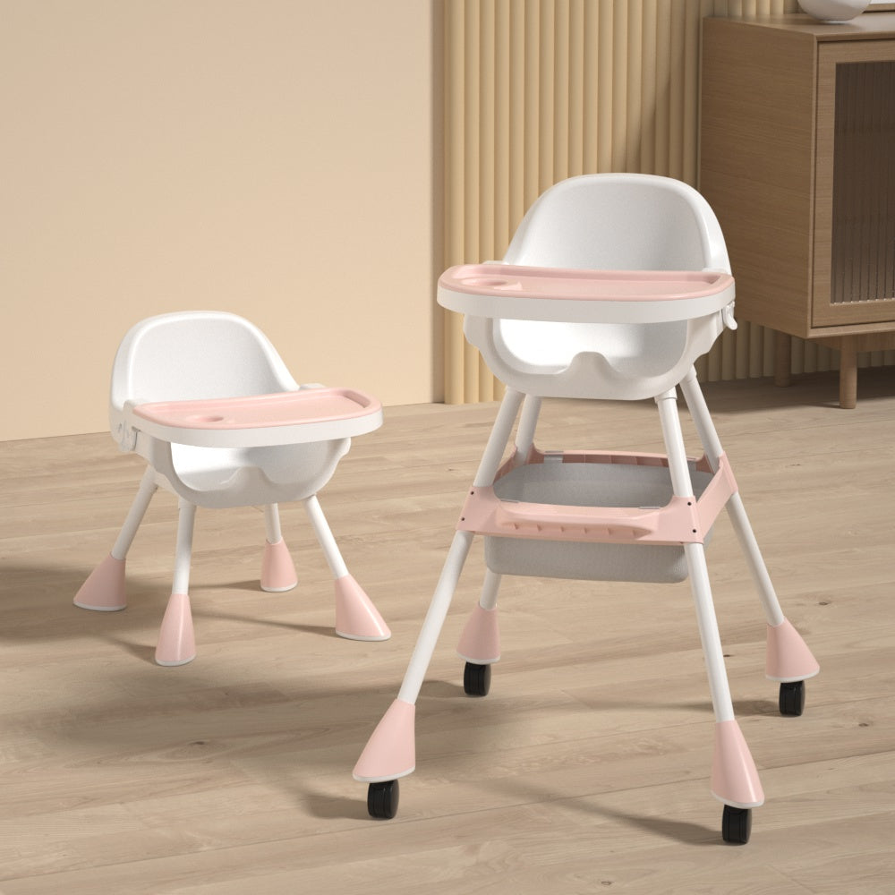 Baby Toddler High Chair Feeding Dining Tray Adjustable Height Multipurpose Pink