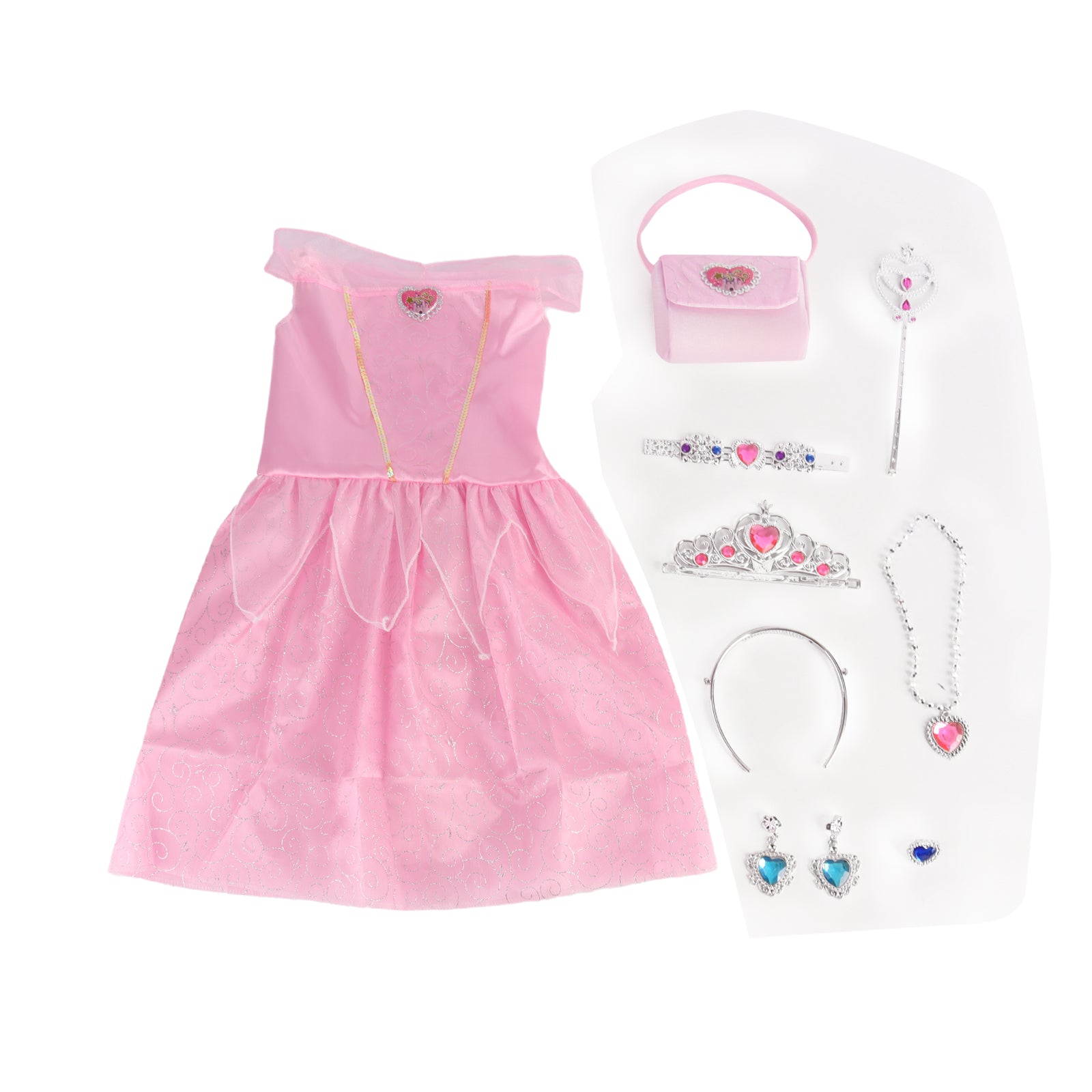 Kids Girls Pink Princess Dress Costume Fancy Dress Pretend Cosplay