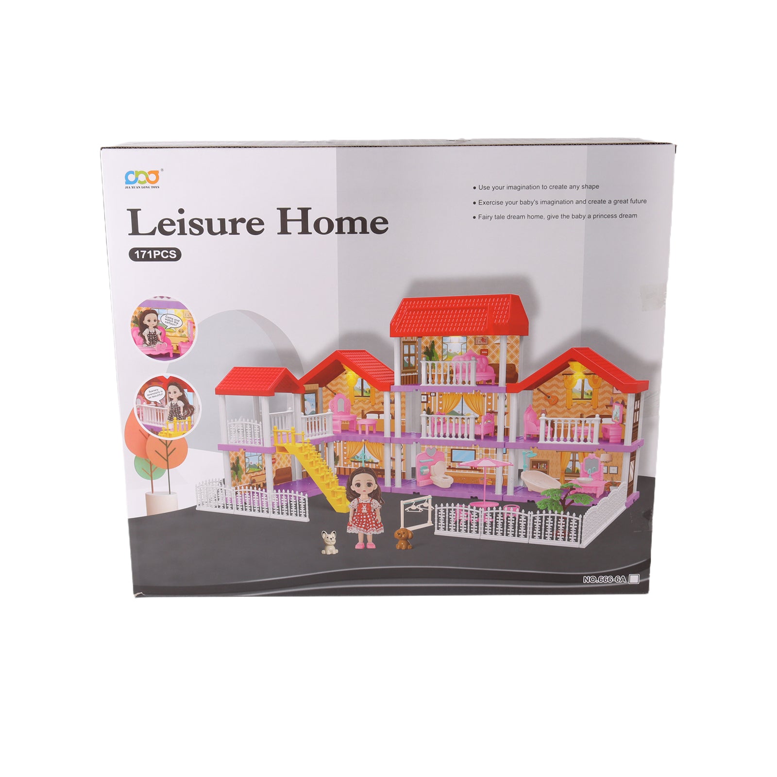 DIY Doll House With Furniture Accessories Mansion Playhouse Toy 3 Dolls 171 Pcs