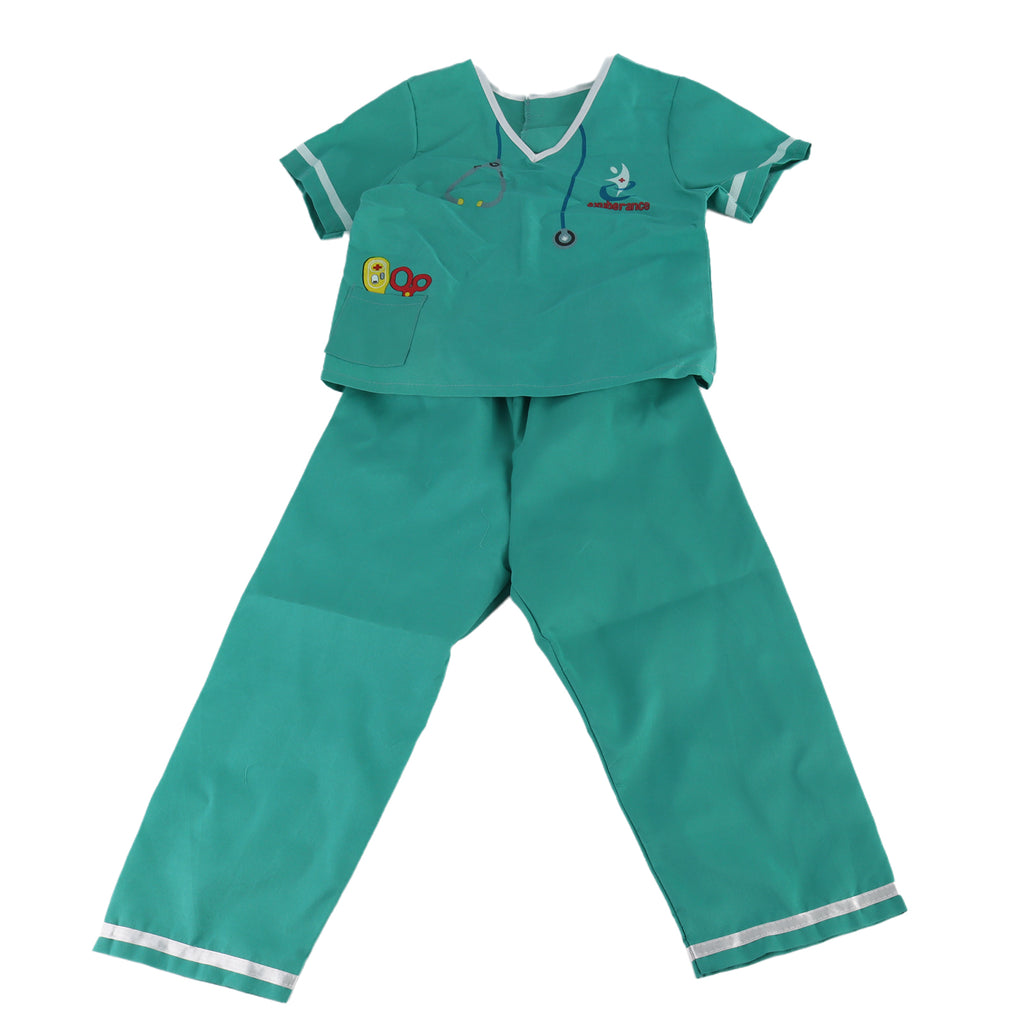 Kids Doctor Vet Hospital Nurse Medical Green Costume Fancy Dress Pretend Cosplay