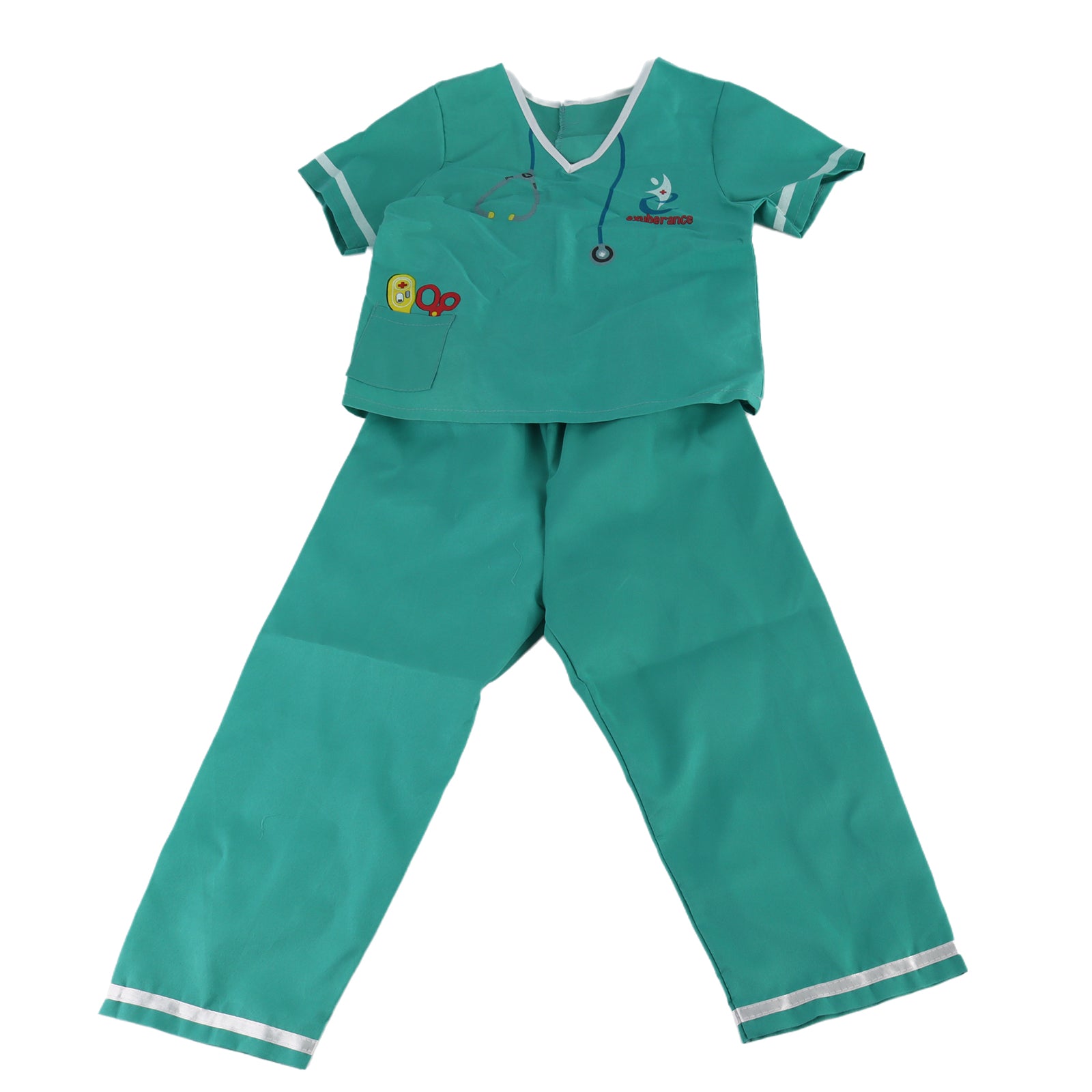 Kids Doctor Vet Hospital Nurse Medical Green Costume Fancy Dress Pretend Cosplay