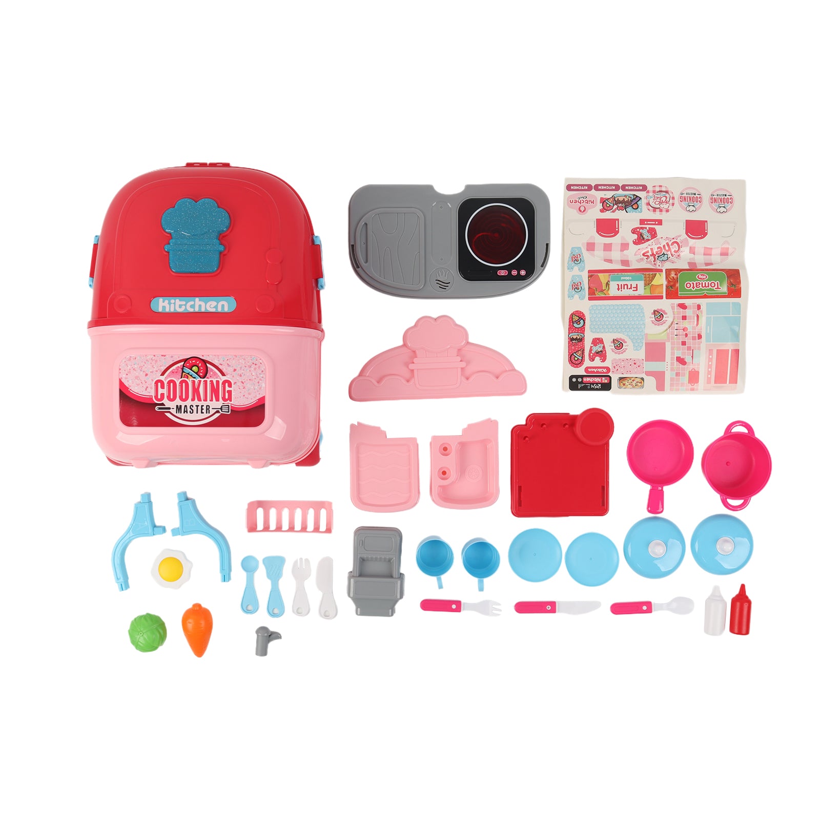 Kids Play Kitchen Set Portable Rolling Suitcase Cooking Pretend Play Toy