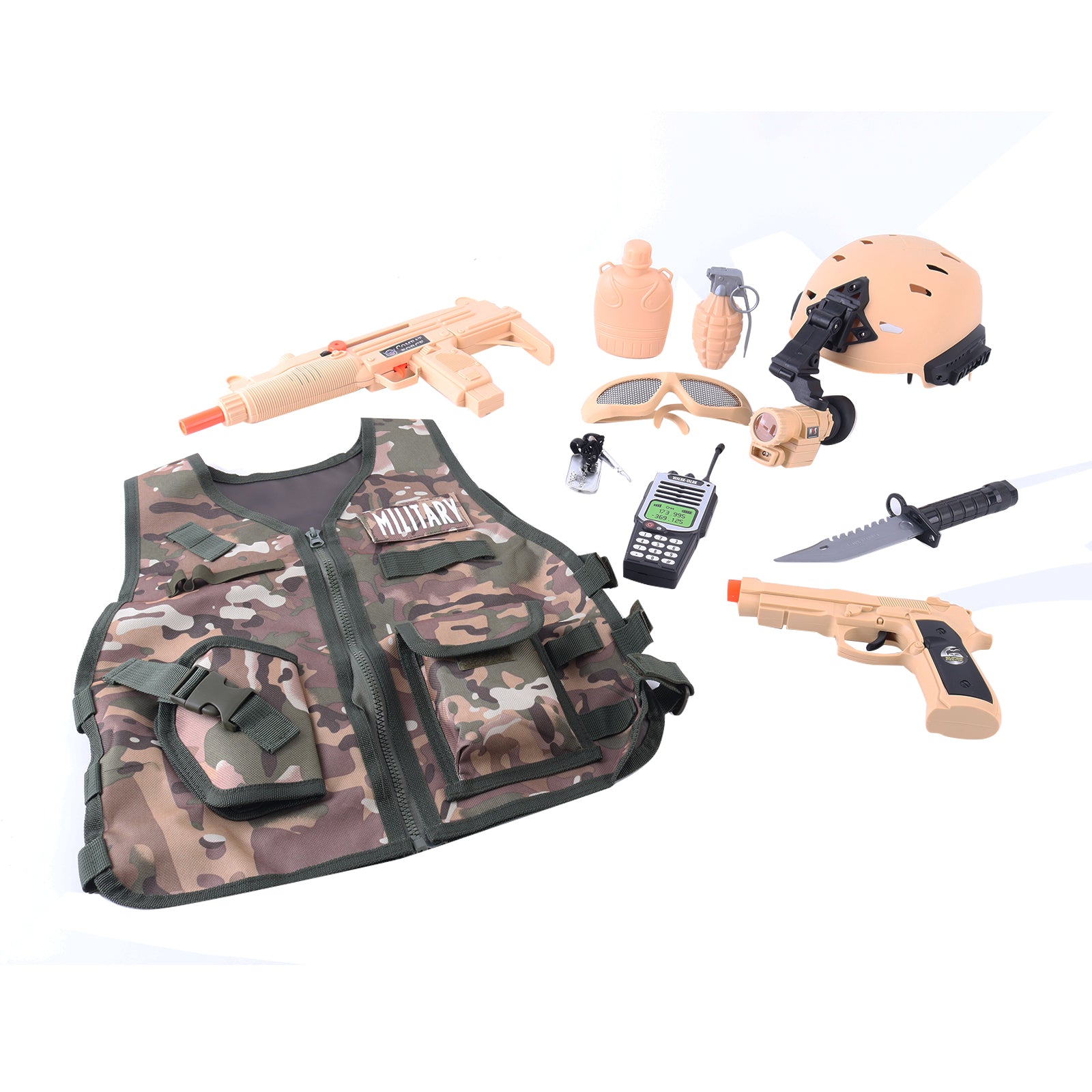 Kids Military Soldier Combat Costume Tactical Pretend Role Play Outfit Toy Set