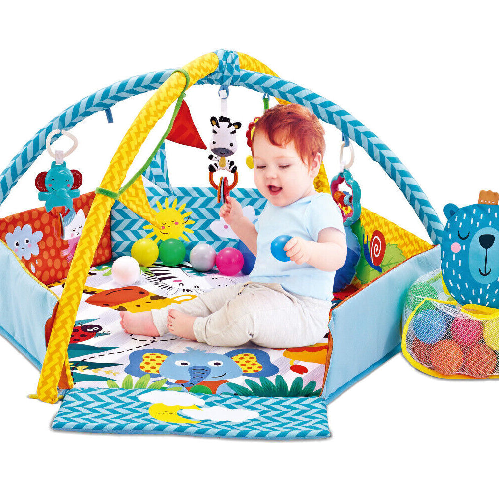 Gym Activity Foldable Play Mat Bag 30-Balls Tummy Play Kick Stimulate Your Baby (Blue)
