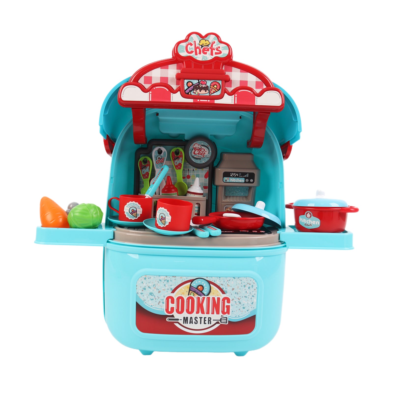 Kids Play Kitchen Set Portable Rolling Suitcase Cooking Pretend Play Toy