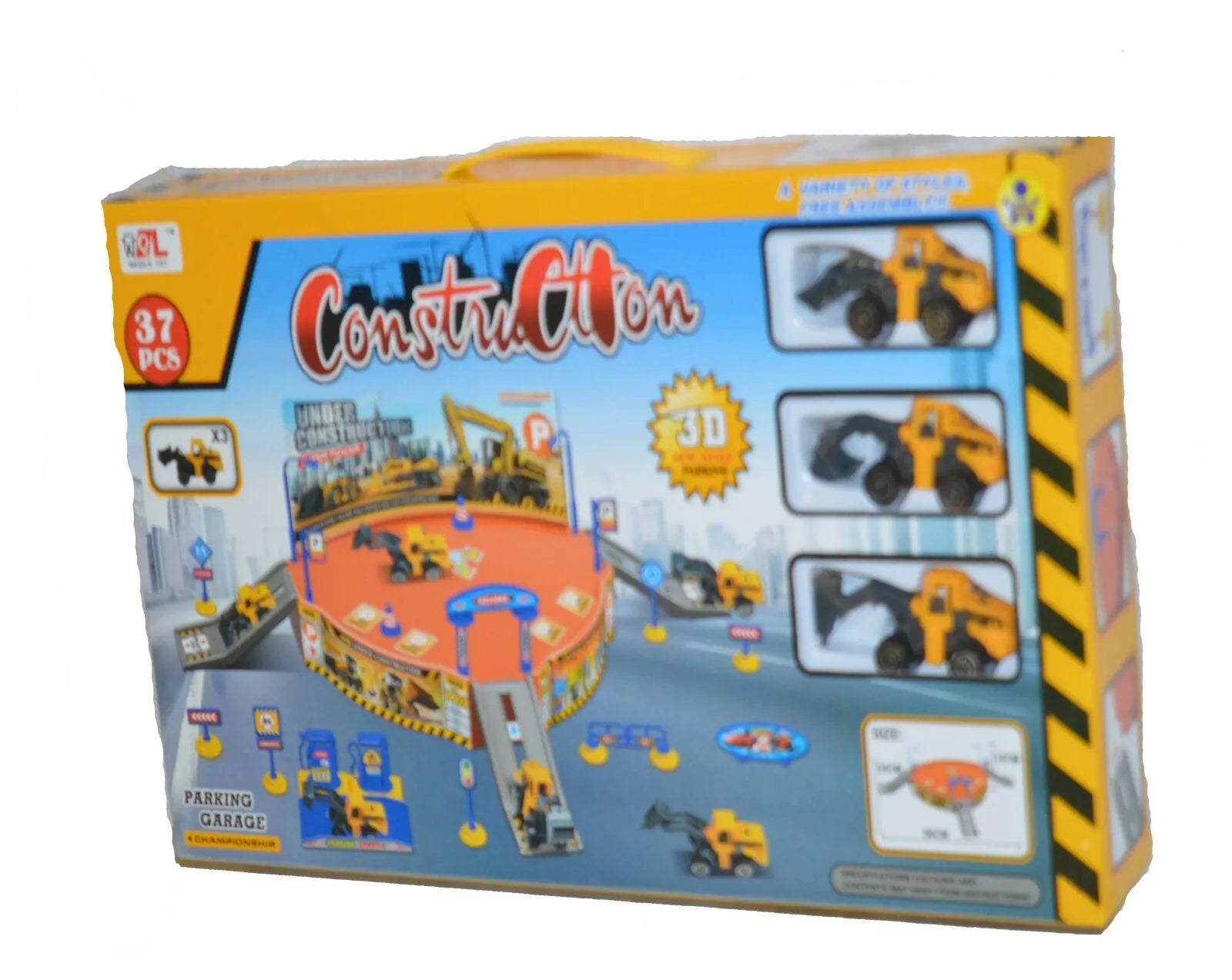 Kids Construction Play Set Parking Garage Diggers Bulldozer Truck Garage 37 PCS