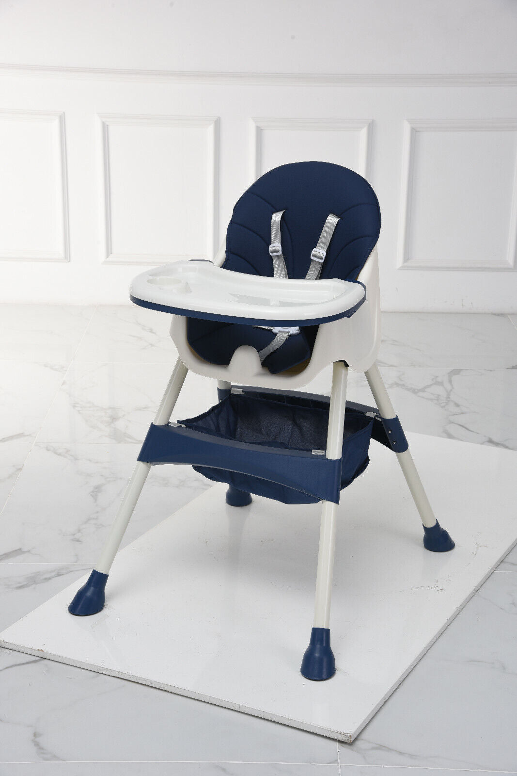 Baby Highchair foldable Adjustable 4-1 Infant Feeding Toddler Table Chair (Blue)