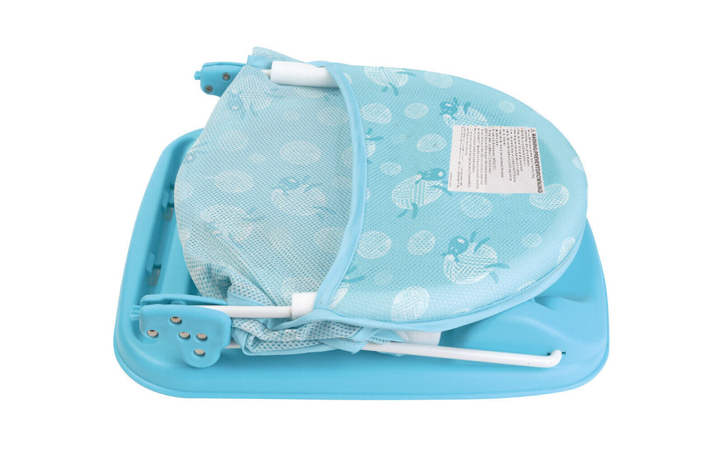 Baby Infant Bath Support Seat Foldable Adjustable Travel Baby Bather 0-12 Months (Blue)
