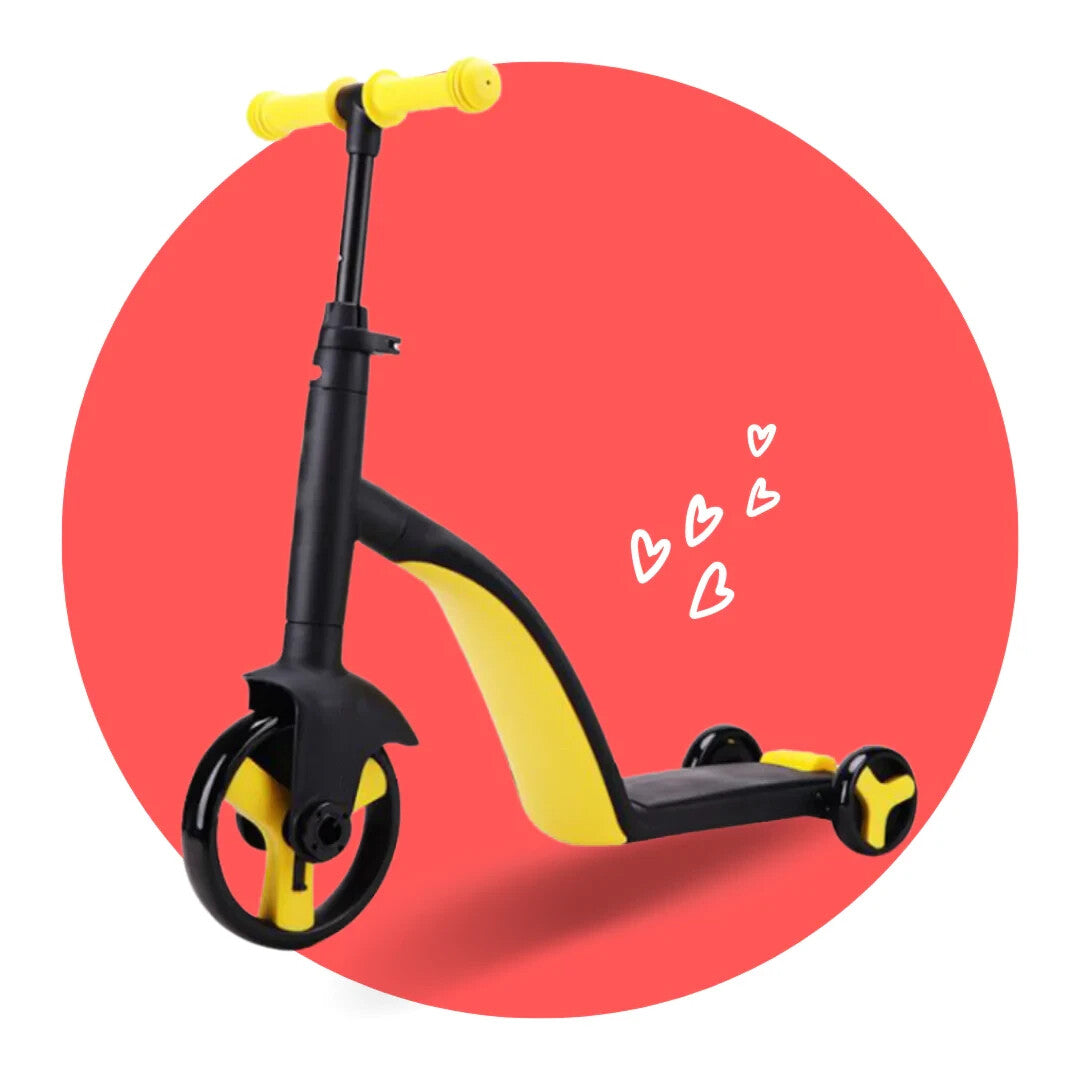 Bike Scooter 3 in 1, Scooter for Boys and Girls, Toddler Bike 3 Wheel Tri Scooter (Yellow)