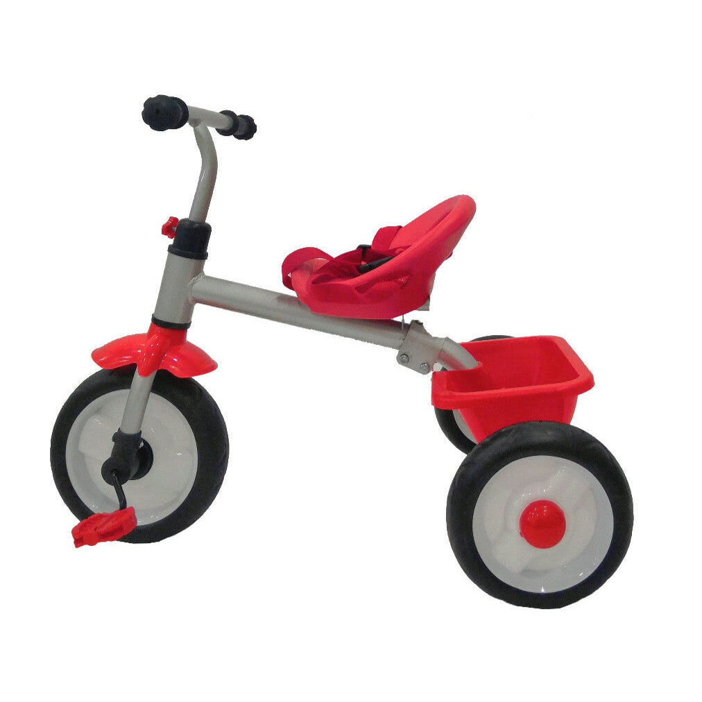 Kids My First Ride On Push Along Trike Removable Parent Handle Kids 3 Wheeler (Red)