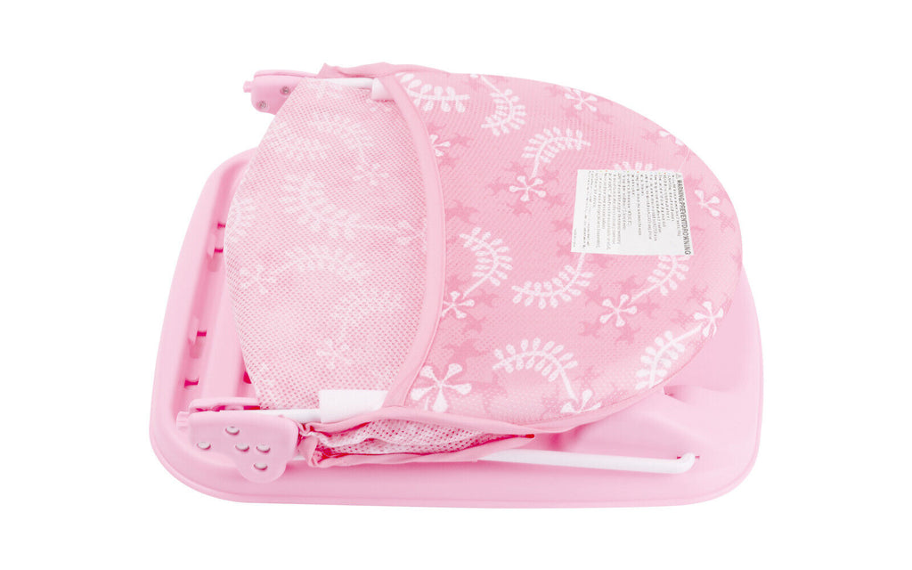 Baby Infant Bath Support Seat Foldable Adjustable Travel Baby Bather 0-12 Months (Pink)