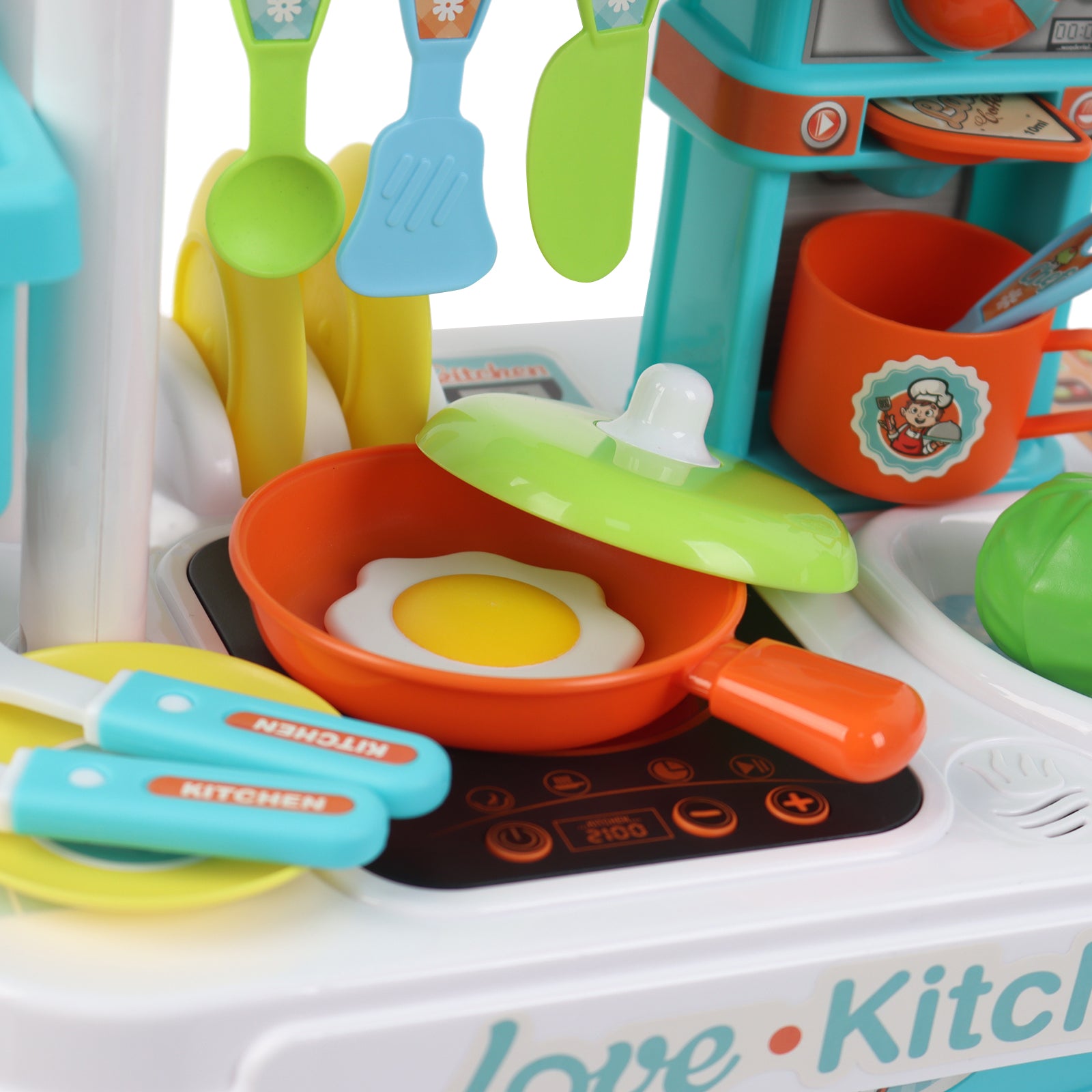 3-in-1 Kids Pretend Kitchen Cooking Toy Portable Storage Suitcase Role Play