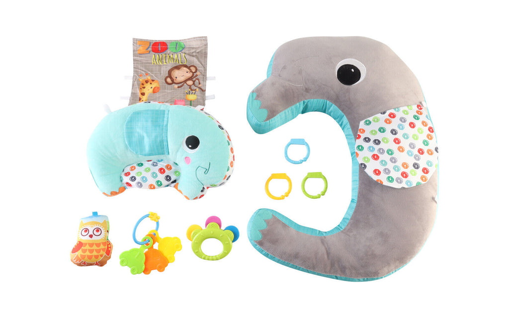5-1 Baby Tummy Time Pillow Comfort For Nursing Sit Play Sensory Rattle Toys