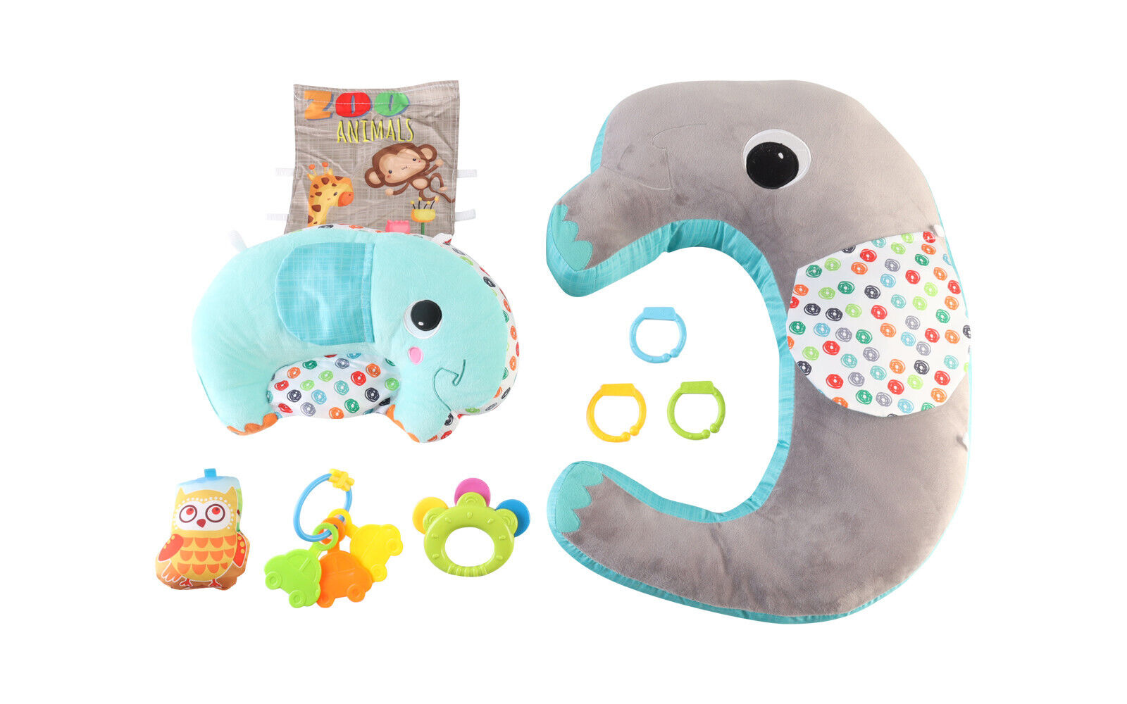 5-1 Baby Tummy Time Pillow Comfort For Nursing Sit Play Sensory Rattle Toys