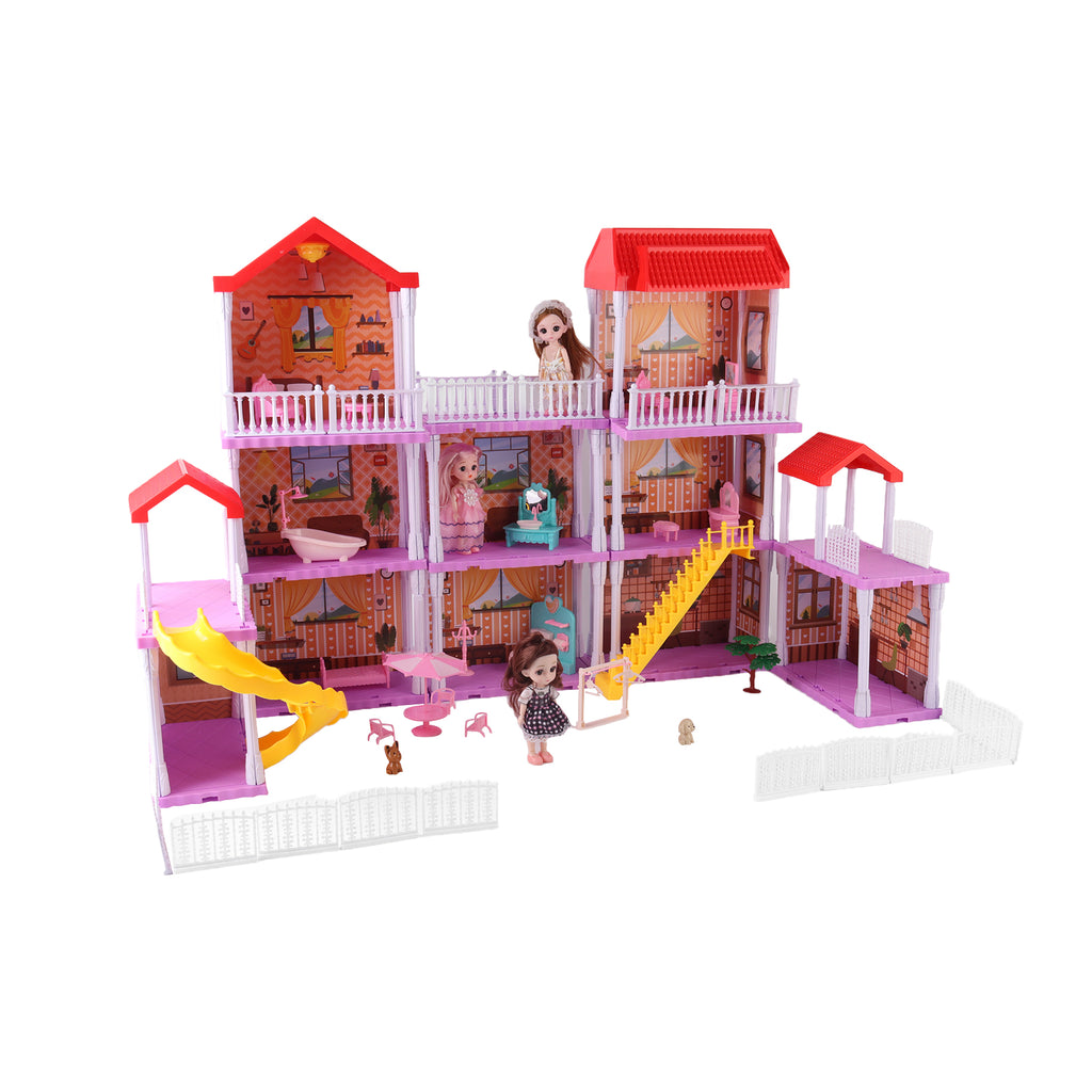 DIY Doll House With Furniture Accessories Mansion Playhouse Toy 3 Dolls 171 Pcs