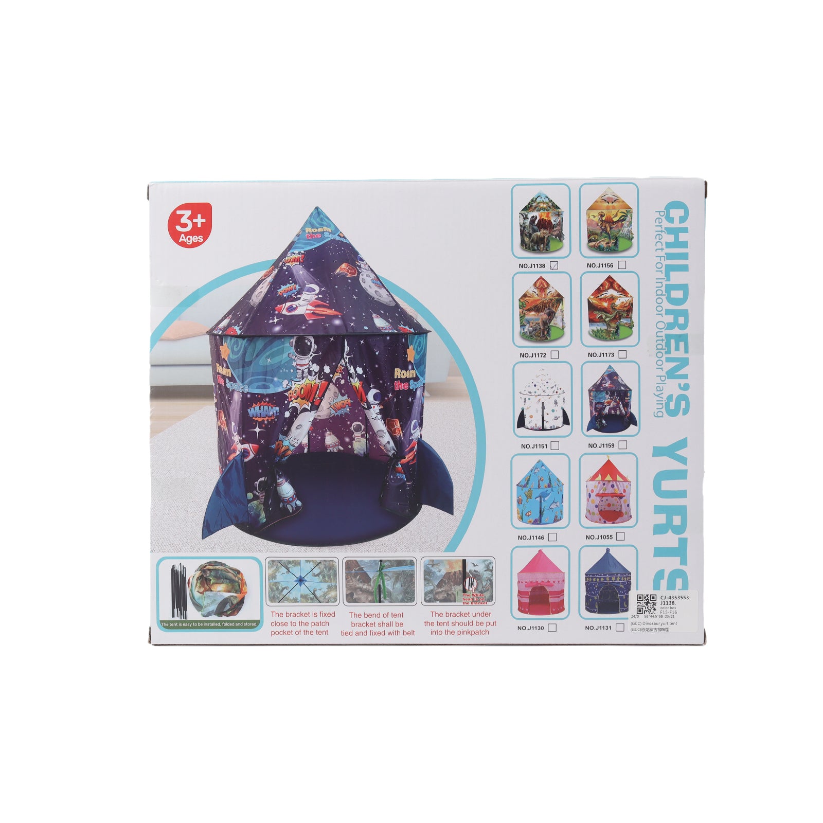 Rocket Ship Kids Pop Up Play Tent Yurt Indoor/Outdoor Space Astronaut Spaceship