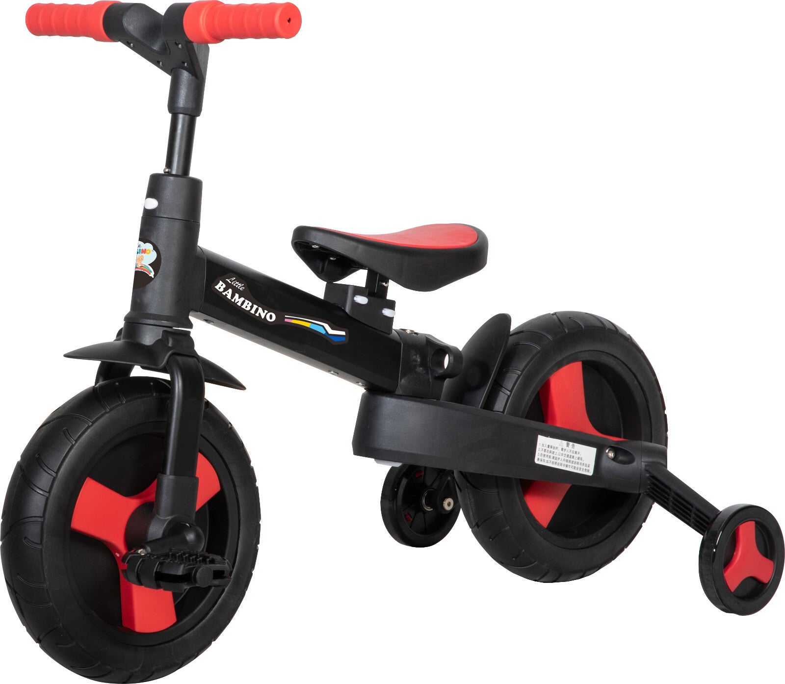 Balance Bike 4-in-1 Parent Push Handle Trike, 4-1 Easy Assemble Foldable (Red)