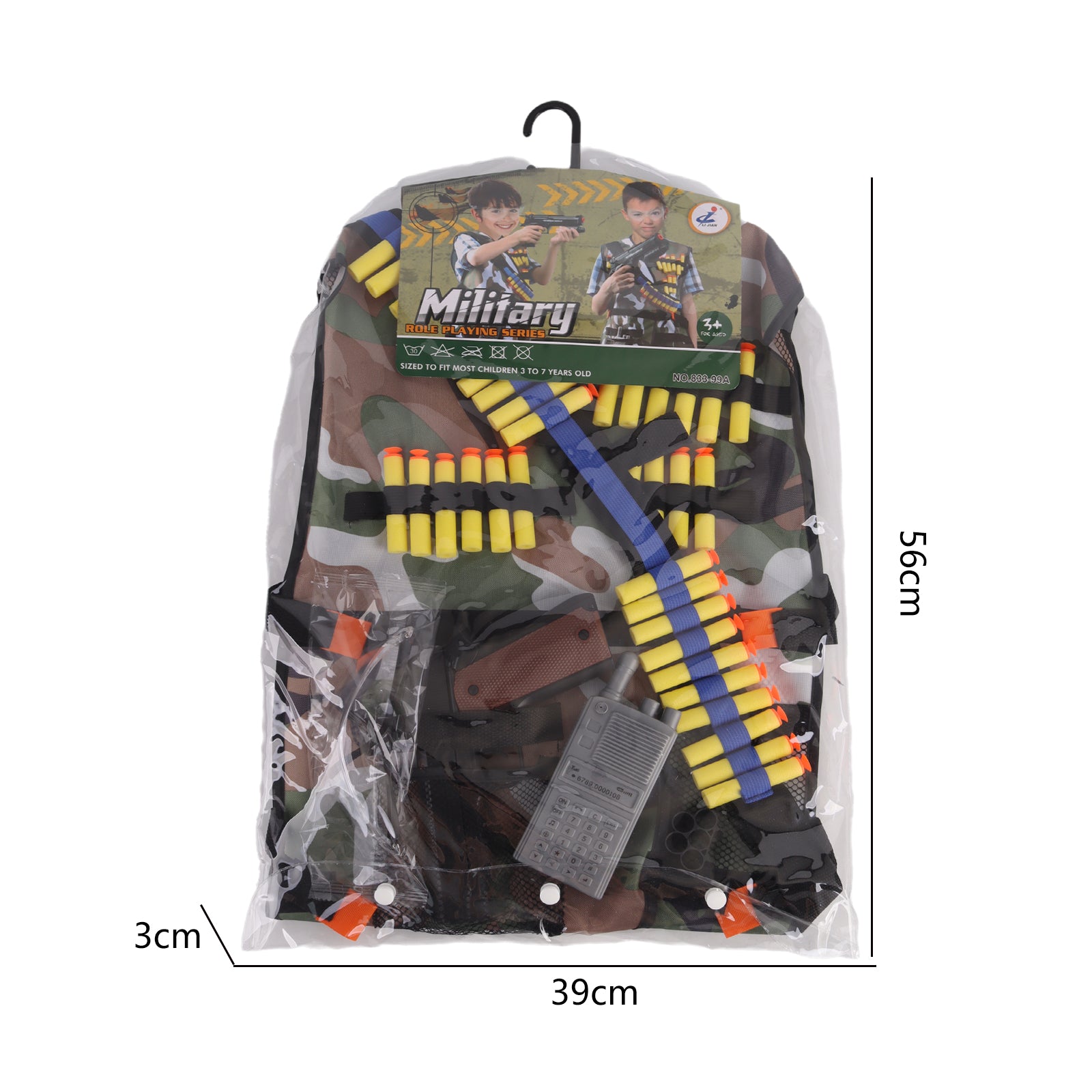 Kids Soldier Costume Vest Gun Radio Glasses Fancy Dress Pretend Cosplay