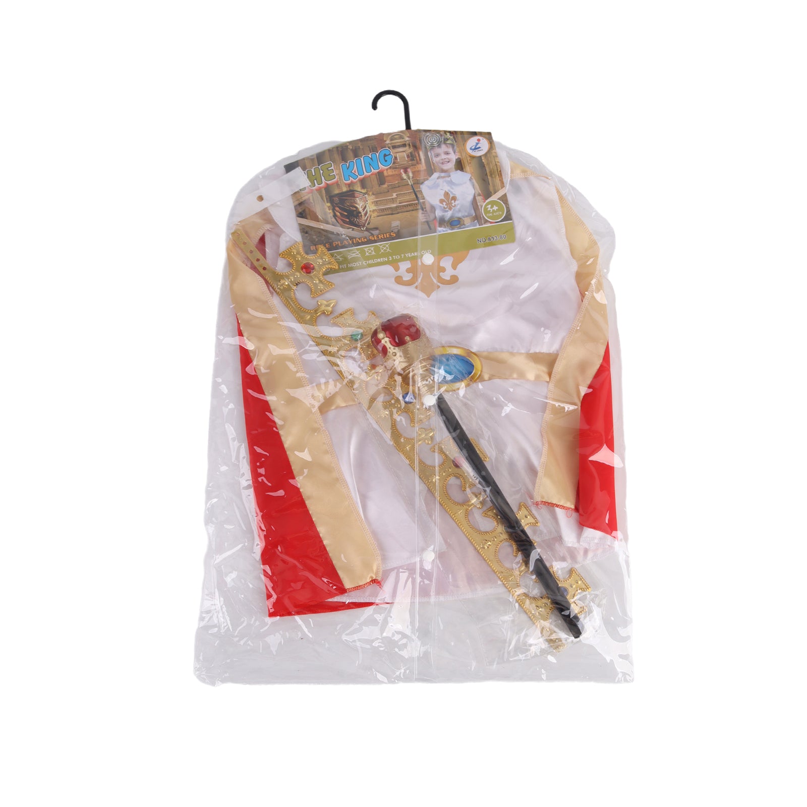 Kids Medieval King Costume Fancy Dress Crown Red Cape Sceptre Pretend Cosplay