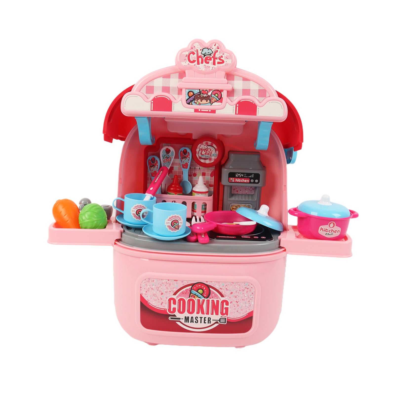 Kids Play Kitchen Set Portable Rolling Suitcase Cooking Pretend Play Toy