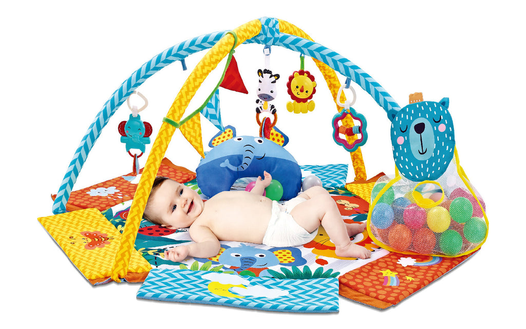 Gym Activity Foldable Play Mat Bag 30-Balls Tummy Play Kick Stimulate Your Baby (Blue)