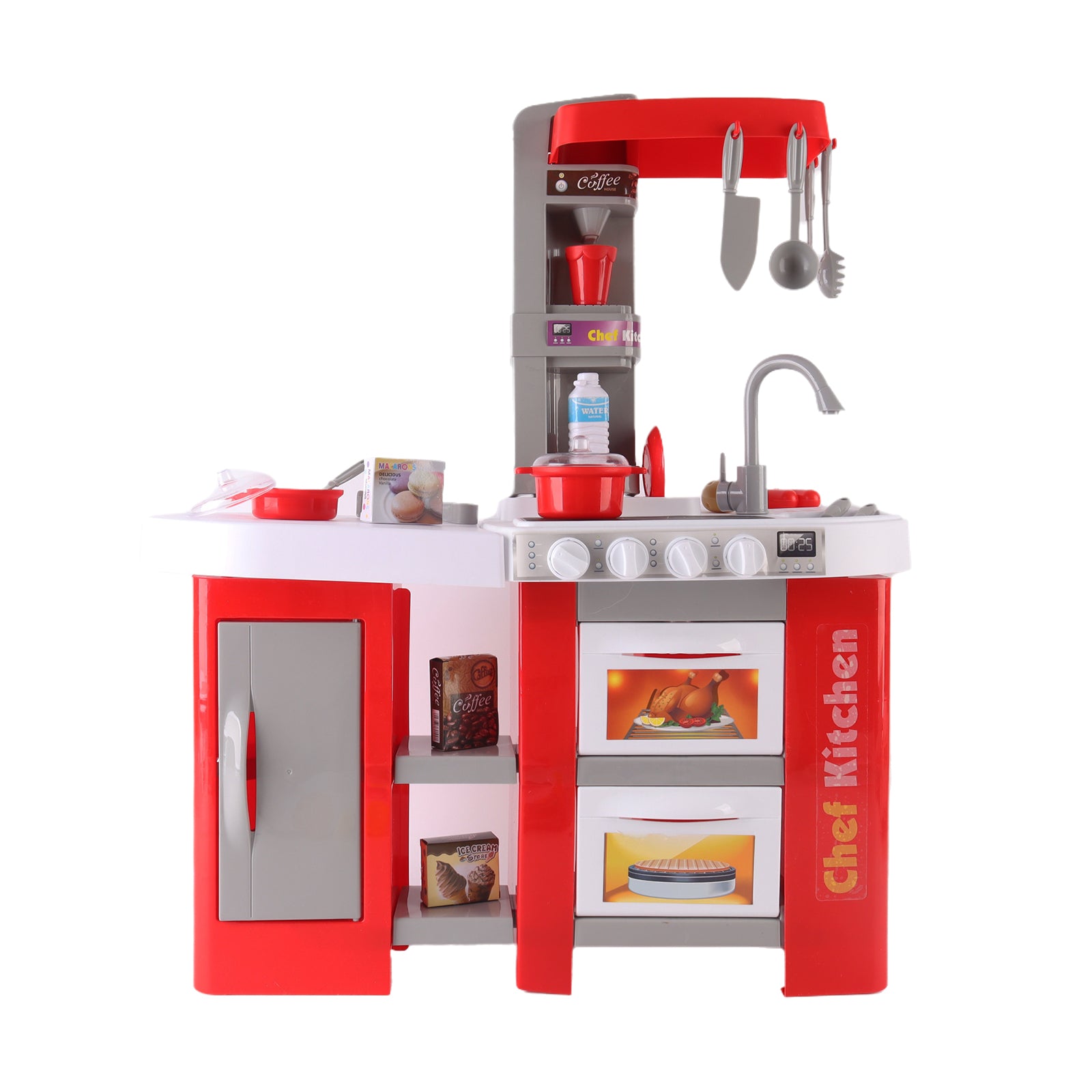 Kids Pretend Play Kitchen Set with Light & Sound Effects 53 Pieces