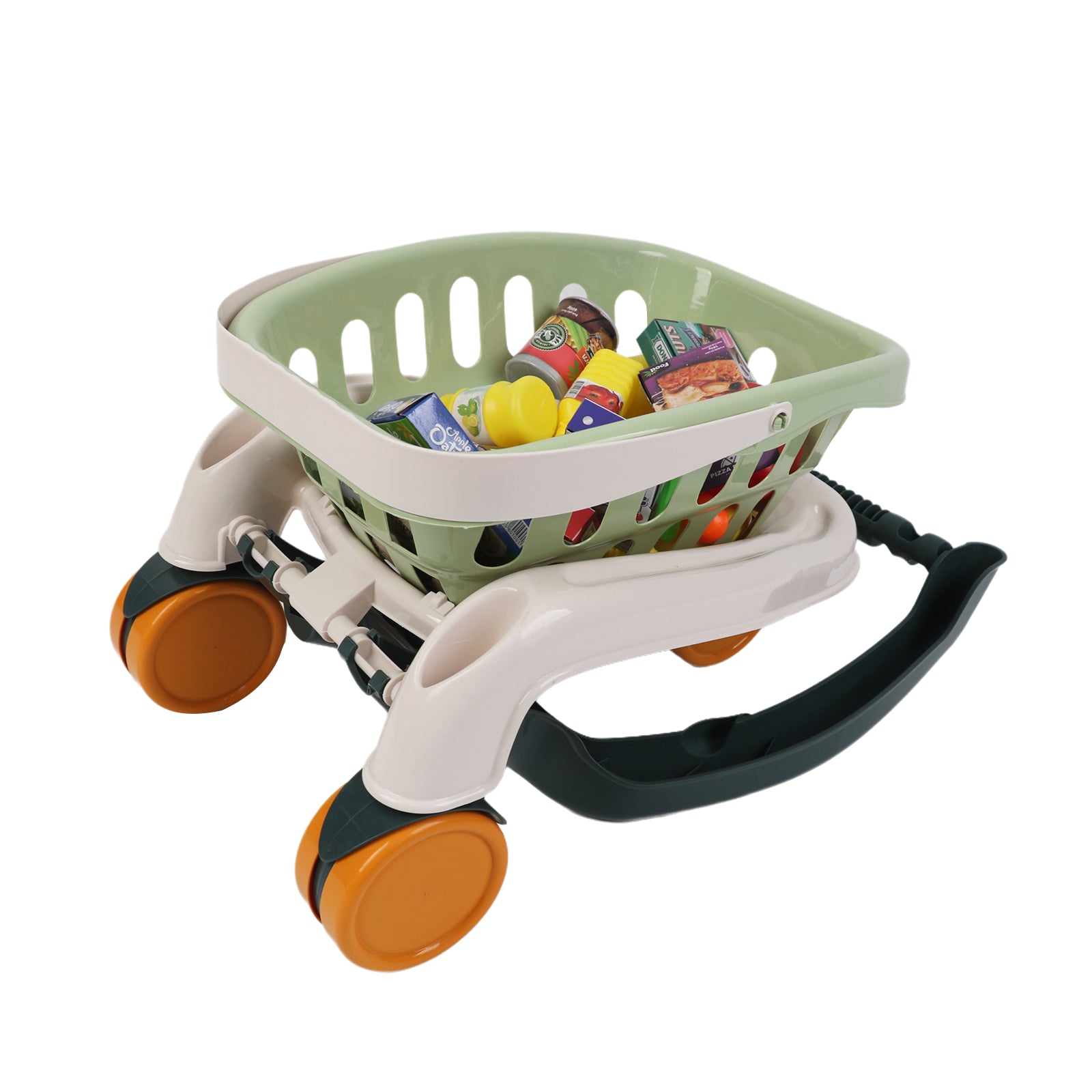 Kids Supermarket Grocery Cart Trolley Pretend Toy Set With Products 35 Pcs Green