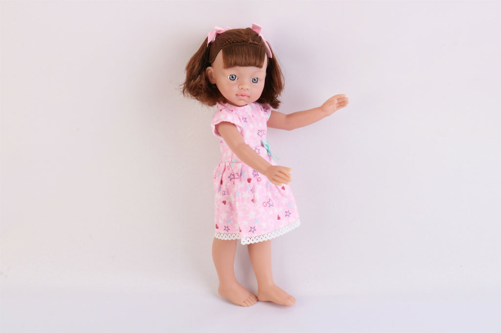 13" Doll Movable Legs and Arms Brown Hair Doll Baby Doll Pretend Play