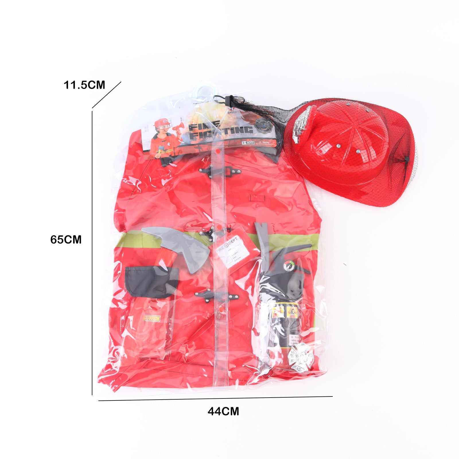 Fireman Costume For Kids Firefighter Pretend Play Outfit Helmet Axe Extinguisher
