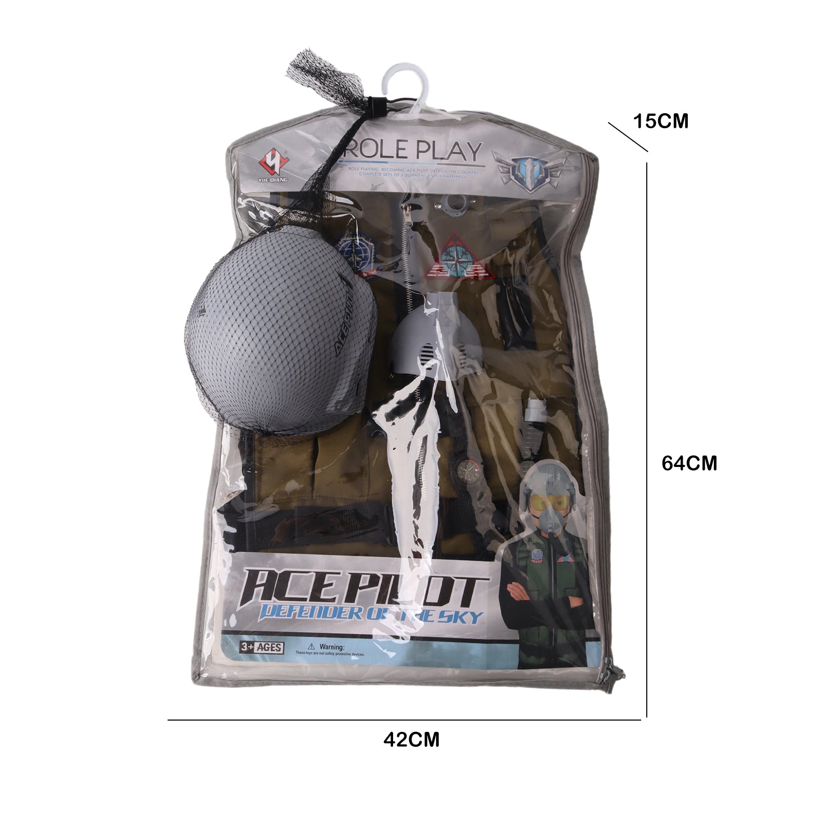 Kids Fighter Jet Pilot Costume Military Pretend Play Outfit Vest, Helmet, Mask