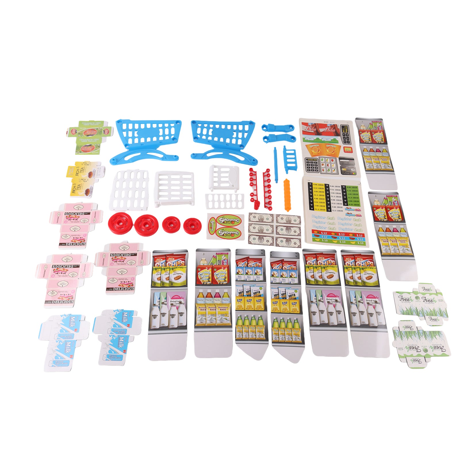 Supermarket Shop Counter Toy Pretend Play Set Trolley Cart Food Lights & Sound